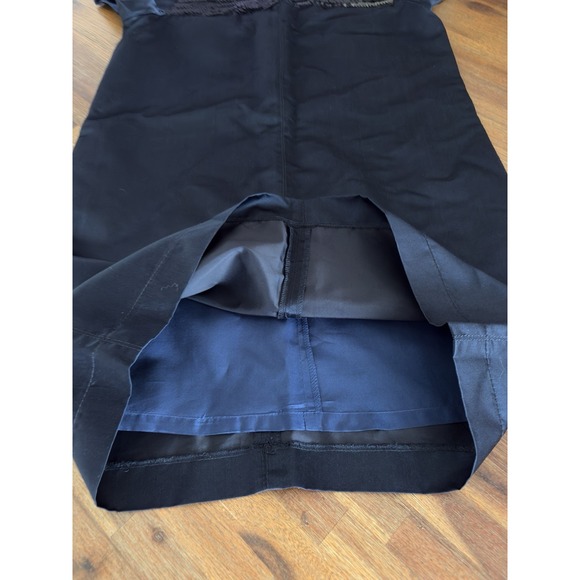 Vera Wang Sequined Party Dress Navy Blue Satin Midi With Black Sequin Neckline - Picture 16 of 16